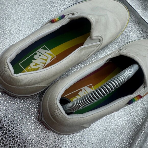 Size M6.5/W8 Vans Classic Slip On Rainbow Foxing True White Casual Shoes 500714 - Picture 9 of 10